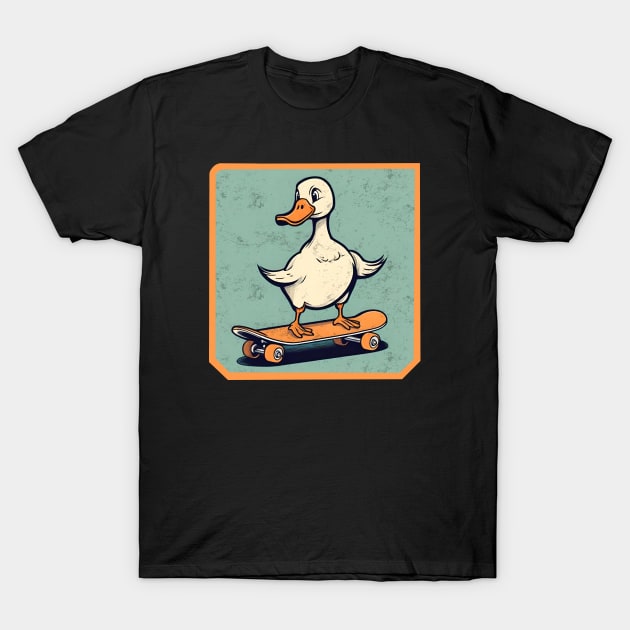 Goose on skateboard Goose Skater T-Shirt by Ilustradamus